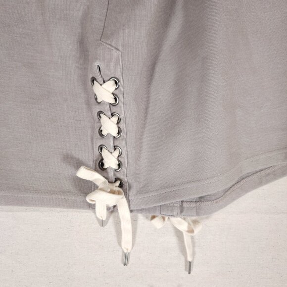 LL Bean Signature Short Sleeve Side Tie Gray Sweatshirt Womens Large Sporty - Picture 7 of 15